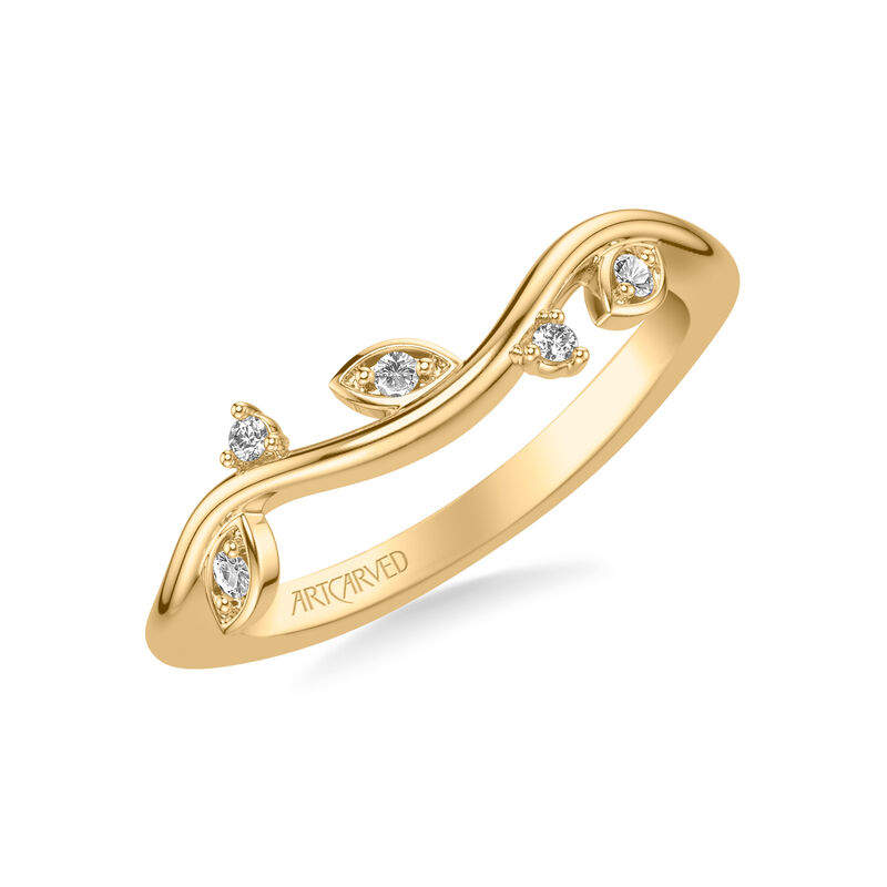 Natural Diamond 1/20ctw. Petal Accent Wedding Ring in 14k Yellow Gold image number null